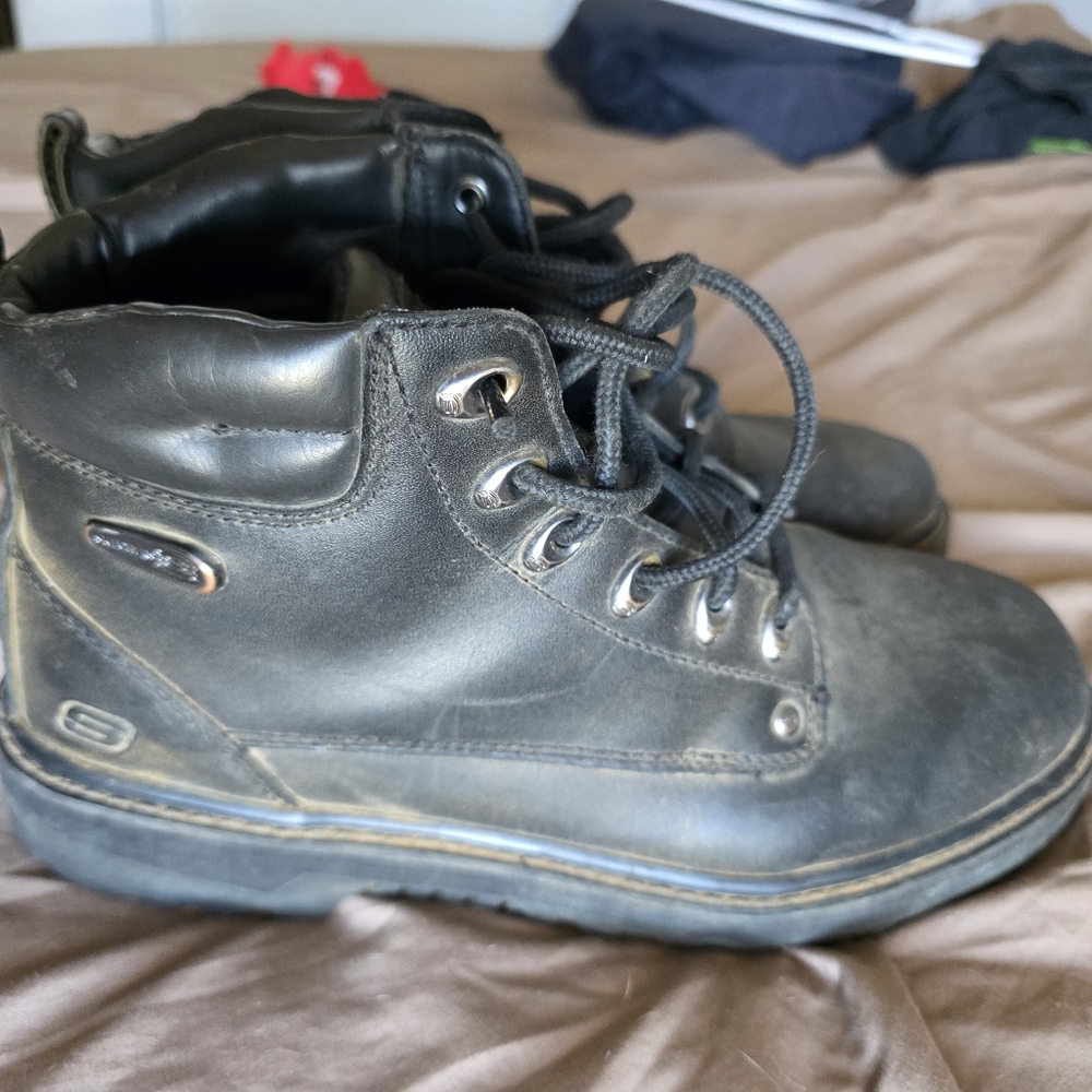 Sketchers Black Leather Utility Men's Workboots Mens 10